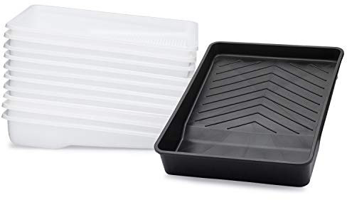 Hard Shell Paint Tray with 10 Disposable Paint Tray Liners - Deep Well Paint Trap - Compatible with Most 9? Paint Rollers