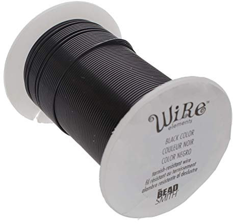 The Beadsmith Wire Elements Kupferdraht, lackiert, anlaufgeschützt, 28 Gauge, zur Schmuckherstellung, 40 m, 36,58 m Spule (schwarz)