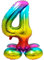 Folat 64294 Folienballon Zahl 4 ca. 81 cm, Rainbow mit Basis, Costumes
