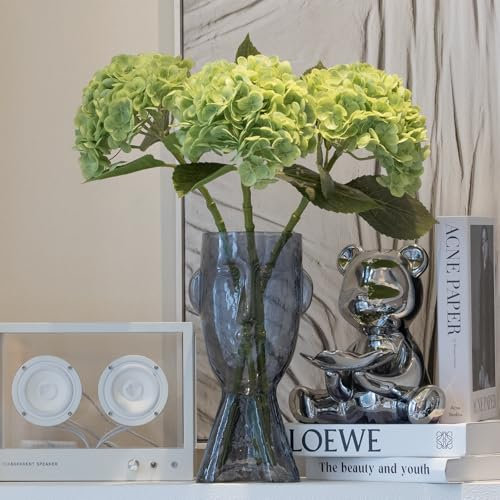 DUYONE 3PCS 56 cm Realistische künstliche Hortensie Große Real Touch Blumen Künstliche Blumen Trockene Blumen Hochzeit Weihnachten Büro Familie Party Wohnzimmer Tischdekoration (Grün)