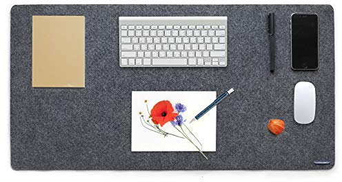 Schreibunterlage Filz Schreibtischunterlage Antirutsch Filzunterlage Schreibtisch Tischunterlage Weich Filzmatte Schreibtischmatte für Büro und Zuhause - 40x80cm Dunkelgrau