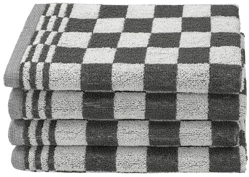 ZOLLNER 4er Set Küchenhandtücher Baumwolle in 50x50 cm - saugstarke und strapazierfähige Küchentücher - waschbar bis 60°C – in anthrazit kariert - Gastronomiequalität - Oeko Tex® Zertifiziert
