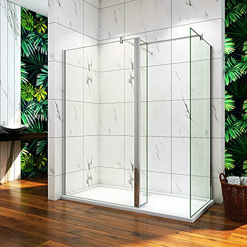 Aica Sanitär 120cm+90cm Duschabtrennung Duschwand Duschtrennwand 8mm Nano Glas Duschabtrennung H200cm mit 40cm Beweglichem Panel