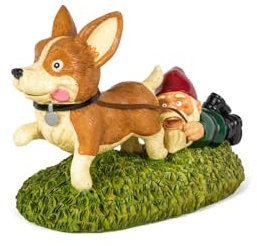 BigMouth Inc Dog Pulling Garden Gnome Statue, Funny Outdoor Lawn & Yard Figurine, Housewarming Gag Gift Sculpture Decorations