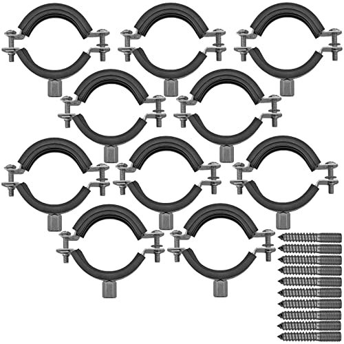 Qualitäts Edelstahl Rohrschellen mit Stockschraube | Set 10 Stück | 12 bis 207mm | Schallschutzeinlage Gummi VA V2A A2 | Wunschgröße und Menge einfach auswählen >>> 3/4 Zoll = 25-30mm Durchmesser