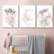 wurenhui 3 Affiche Prenom Bebe Fille Rose Fleur Cygne Poster Personnalisé Enfant Cadeau Toile Decoration Murale Chambre Tableau 30x40 sans Cadre