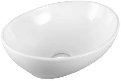 VBChome Lavabo de cerámica ovalado, 41 x 33 cm, lavabo para invitados