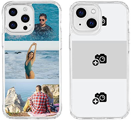 YOOCUSTOM Personalisierte Handyhülle für Apple iPhone 15 14 13 12 11 Pro Max Plus Mini X XS XR SE 2022, Benutzerdefiniert Hülle Klar Stoßfest Eigenem Foto Bild Collage Individuelle Schutzhülle (043)