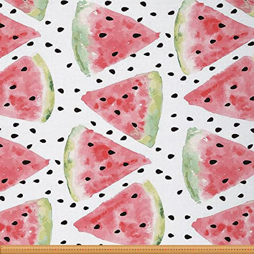 Wassermelonen Stoff Meterware Aquarell Wassermelonen Polsterstoff für Stühle tropischer Sommer Hawaii Obst Dekorationsstoff Bastel Patchwork DIY Kunstgeschenk 92 x 150 (HxB) Grün Schwarz
