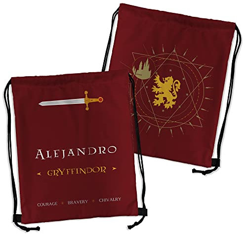 LolaPix Sackrucksack für Jungen. Personalisiertes Namensgeschenk. String-Rucksack. Mehrere Modelle. Gryffindor