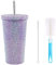 Blanketswarm Studded Bling Diamond Tumbler,17oz Insulated Tumbler Cups with Lids and Straws Bling Glitter Water Bottle Bling Cup Stainless Steel Sparkle Tumbler Surprise Gift(500ML), Purple