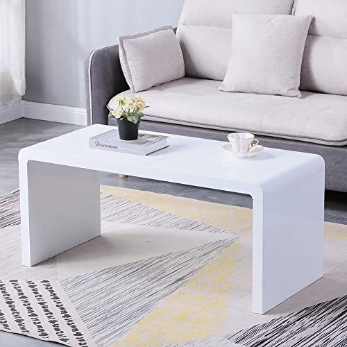 GOLDFAN Coffee Tables Modern Living Room Rectangle Centre Table Wooden Side Table for Home Office Furniture,White