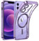 TUUTPU Cover Magnetica per iPhone 12, Custodia Comaptibile con Magsafe Trasparente Antiurto Protezione Copertura della fotocamera Non ingiallente Sottile Silicone Telefono Clear Case, Viola