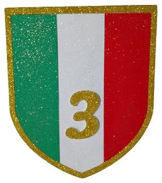 SCUDETTO TRICOLORE ITALIA CAMPIONI 3 IN POLISTIROLO GLITTERATO 30 CM RD