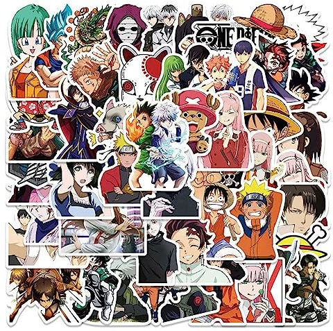 Japanese Anime Stickers, Popular Classic Mixed Stickers, 50pcs Waterproof Vinyl Stickers for Car Phonec Computer, Guitar, Luggage, Skateboard for Cartoon Fans …