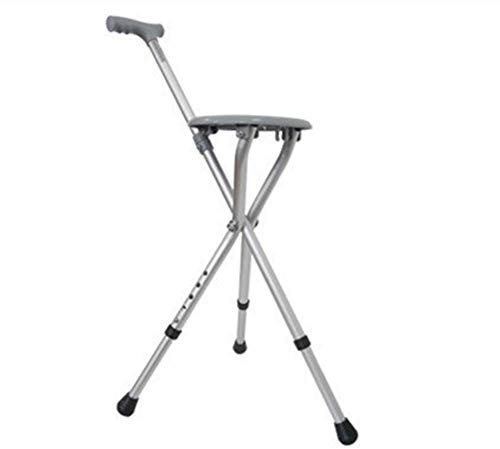 Gehhilfen für Senioren, dreibeiniger Gehstock für ältere Menschen mit höhenverstellbarem Sitz, Faltbarer, Leichter Gehstock, Hocker, Krückenstuhl, Rollator, Gehhilfe, langlebige Mobilitätshilfe