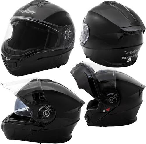 Casco Modulare Sport Touring Apribile P/J Moto Visiera Parasole Nero S