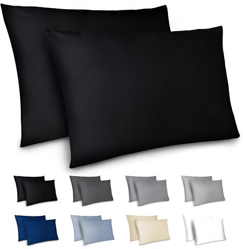 Dreamzie Kissenbezug 50x70 2er Set - Kopfkissenbezug 50x70 Schwarz mit Reißverschluss aus Mikrofaser Weich, 50x70 cm Pillow Cover