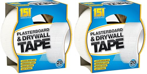 151 Diy Plasterboard White Strong Mesh Tape, 20 Metre Roll (Pack of 2)