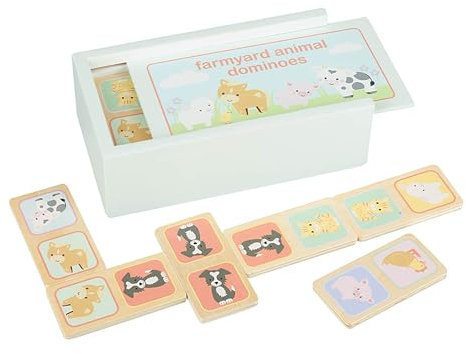 Wooden Toys, Farm Animals Wooden Dominoes Set for Kids - Educational Toys for 3 year olds - Childrens Dominoes Games, Toddler Toys for Boy Girl - Early Development & Activity Toys by Orange Tree Toys