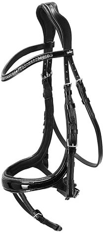 Schockemöhle EQUITUS BETA Glam mit Lack anatomische Spezialtrense Black patent/Silver, Größe:WB