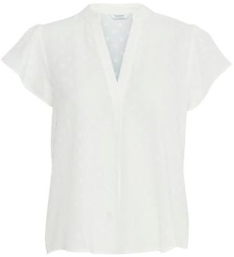 b.young BYJELENA Damen Bluse Shirt Kurzarmbluse mit V-Ausschnitt Regular fit, Größe:44, Farbe:Off White (114800)
