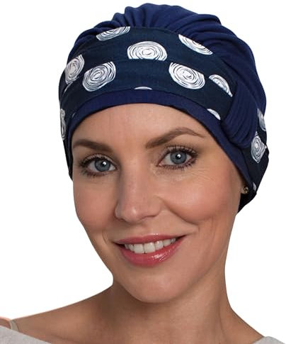 Deresina Headwear Turban en bambou pour perte de cheveux, chimio, accessoires de mode pour femmes, bleu marine, taille unique