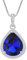 FJ Tropfen Halskette Damen 925 Sterling Silber Blau Saphir Kette September Geburtsstein Anhänger Schmuck Geschenke für Frauen