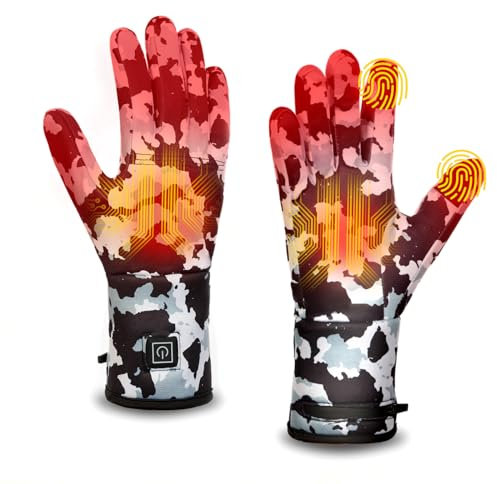 Forros de Guantes Calefactables para Hombres Mujeres, Calentadores de Manos Recargables, Forro Delgado Camuflajeado con Pantalla Táctil a Batería para Motocicleta Esquí Senderismo Caza