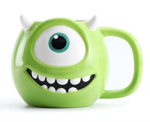 New Novelty 3D Mike Wazowski Shaped Mug Fun and Unique Coffee Cup Green Eyeball Design Microwave and Dishwasher Safe Durable Mug - D20