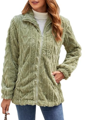 Zetieny Felpa Donna con Cappuccio Cappotto in Pile Invernale Zip Teddy Giacca Leggero Hoodie Manica Lunga Felpa Autunno Invernale Sweatshirt Cardigan Casual Outwear con Tasche