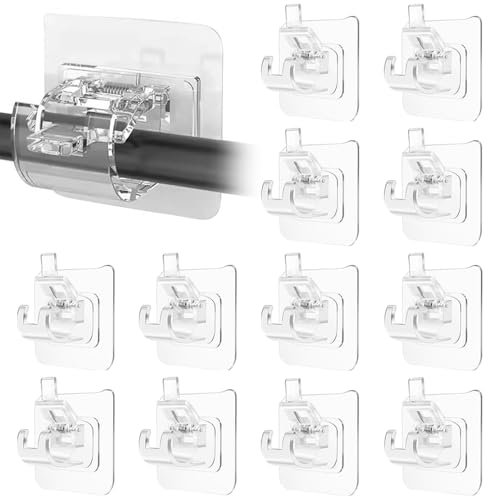 lbxtswpl Selbstklebende Gardinenstangen Halterung, 12 Stück Transparente Gardinenstangenhalter, Gardinenstangenhalterungen Ohne Bohren für Home Küche Bad Schlafzimmer