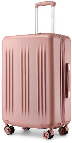 Kono Valise Extensible Rigide en ABS et PC 65 cm Valise Moyenne Soute avec Roues Silencieuses et Serrure TSA (63L,Rose Nude)