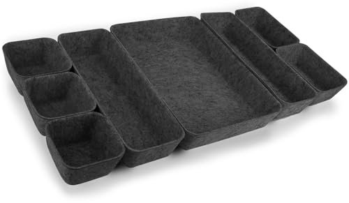 Bazasa 8 Stück Schubladen Organizer Ordnungssystem aus Filz Faltbar Filzkorb für Kosmetik Waschbare Aufbewahrungsbox mit 4 Größe für Schminktisch Büro Badezimmer Nachttisch Schlafzimmer (grau)