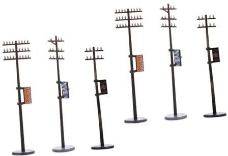 SEWACC 2 Sätze Mikrolandschaft Selber Machen Mini-Park-dekore Telefonpost Für Handwerk Telegrafenmasten Selber Bauen Mikrotelegrafenmasten Modell Gartenleuchte Dekor Für Den Tisch Plastik