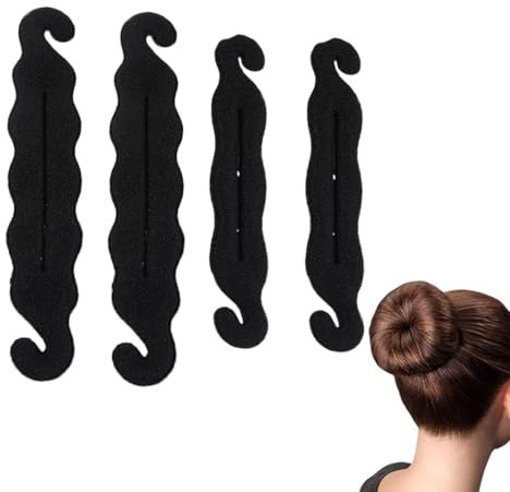 TEOZBLU 4 Stück Haarknotenformer, Upgraded Haarhalter, Schwamm Clips und Twist Lockenwicklern, Perfekt für stylische Haar-Dutts und Brötchen, für Frauen und Mädchen