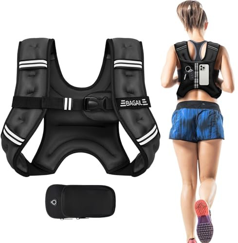BAGAIL Gewichtsweste für Krafttraining, Brustumfang einstellbar, praktische Tasche, Gewichtswesten aus Eisensand, ideal für Fitnessstudio-Workouts, Yoga-Training und Aerobic-Übungen