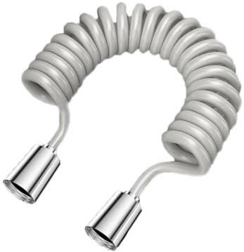 TYMYW Teleskopischer Duschschlauch,Spiralschlauch mit Messinganschluss,Flexibler Bidet-Federschlauch,für Toiletten Waschbecken,Galvanik Grau,2M