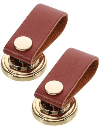 Vaguelly 2pcs Leather Drawer Pulls for Wardrobe Shoe Cabinet Zinc Alloy Leather Knobs Easy Install Decorative Furniture Handles