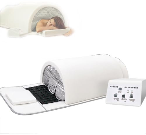 1200 W Infrarot-Saunakuppel Professionelles Mit Turmalin Und Germaniumsteinen,360-Grad-Abdeckung Tragbare Trockensauna Mit Kissen Und Heizkissen (Liegeversion),White