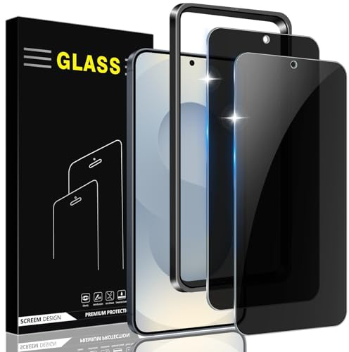 Vuciya Lot de 2 Protection Écran Anti-Espion pour Samsung Galaxy S25+/S25 Plus/Galaxy S24+/S24 Plus Verre Trempé 9H Dureté Vitre Film Résistant aux Rayures,Avec Outil D'alignement Facile