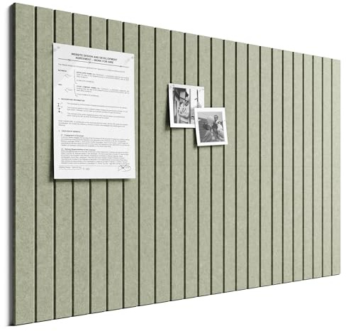 Bumusty Cork Board Alternative, 6-Pack Felt Pin Board, Sage | 90 x 60cm Notice Boards for Home, Fine-stripe 6-pack Vision Board with 30 Pushpins & 30 Adhesive Tabs for Office & Bedroom