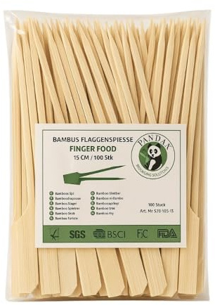 Commerline 500 Stück Bambusspieße 15 cm | Grillstäbchen & Fingerfood Holzspieße | Cocktailspieße für Mini Burger, Sandwich, Snacks & Marshmallows | Holz Schaschlikspieße