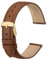 Anbeer 14mm Flat Thin Elegantes Echtes Leder Uhrenarmband, Schnellverschluss Ersatz Uhrenarmband für Frauen,Braun mit goldener Schnalle