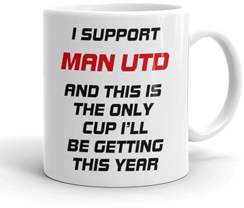 VIROSA Funny Football Mug – “Only Cup I’ll Be Getting This Year” – Gift for Man Utd Fans, Dad, Friend or Colleague – 11oz Ceramic Coffee Cup – Funny Xmas, Birthday, Father’s Day Present