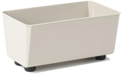 LAMELA Rechteckiger Pflanzkasten mit eleganten Füßen – Beigefarbener Blumenkübel aus robustem Kunststoff 28,5 x 17 cm, 4,2L – Wetterfest & Pflegeleicht - für Innen & Außen, Beige