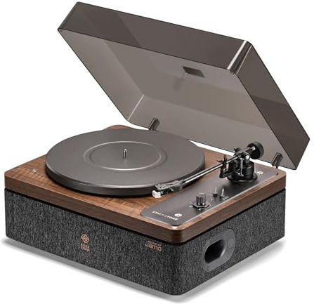 STACK STONE x Jamo Giradischi Vinile Vintage Bluetooth, Giradischi con Altoparlanti, Sistema Antivibrazione, Cartuccia Magnetica AT3600L, Hi-Fi, 33/45 RPM
