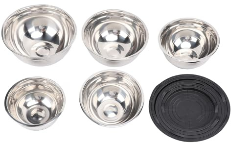 QWUUYEC Stainless Steel Mixing Bowls Set 5 Pieces 17.5-26cm Diameter with Lids (Set 1), Multipurpose Metal Bowls for Baking and Salad - Durable Thickened Design, Versatile Kitchen Essential (Type 1)