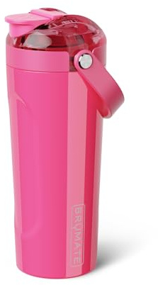 BrüMate MultiShaker Blender Shaker Bottle | 100% Leakproof Insulated Stainless Steel | Pre Workout and Protein Shaker Bottle for the Gym | 25oz (Neon Pink)