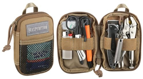 MAXPEDITION Pico Pocket Organizer, Ultra Compact EDC Gear Pouch, Tactical Utility Pouch for Everyday Carry, Tools, Gadgets, Outdoor First-Aid Kit, Survival (Khaki)